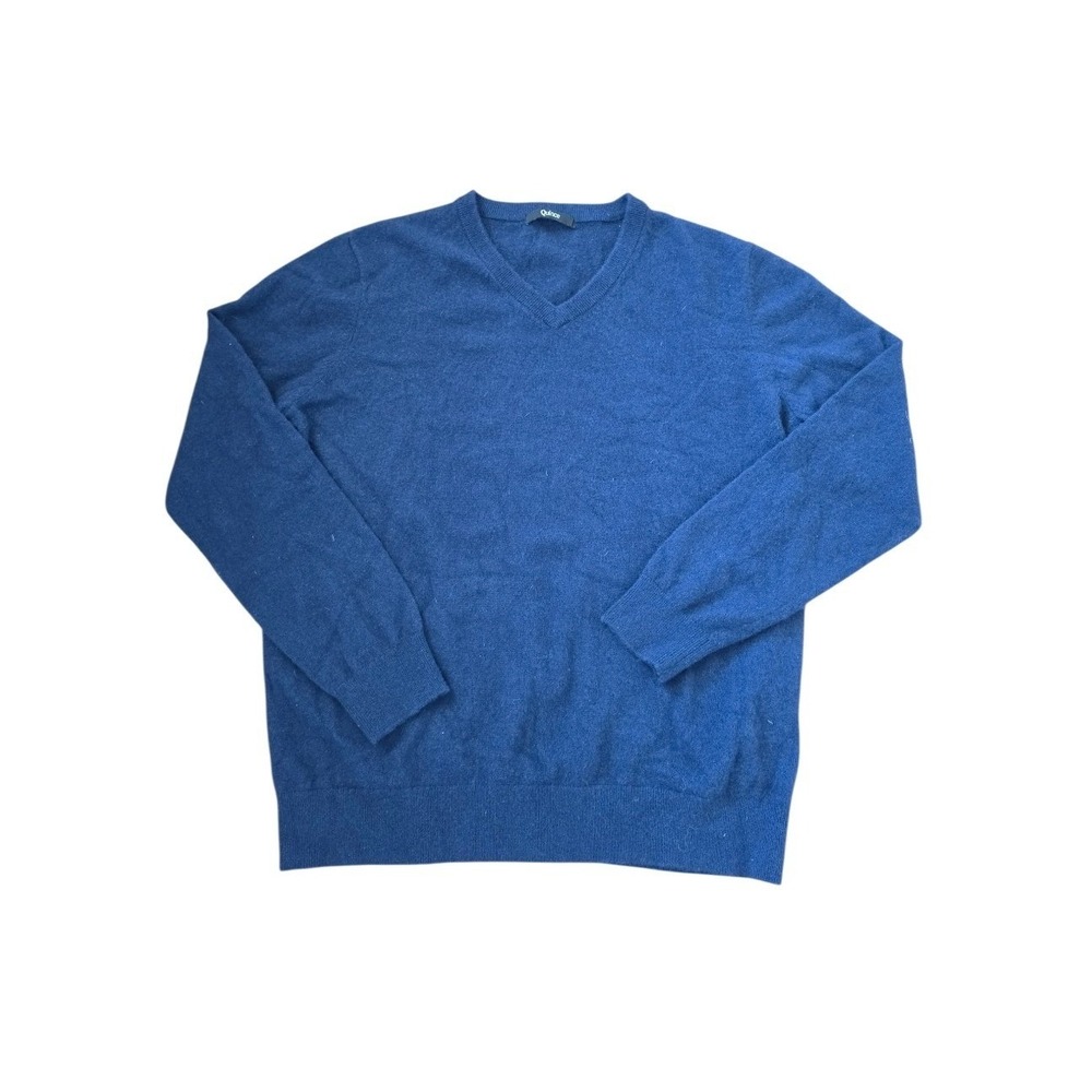 Quince Blue Cashmere Old Money Preppy Quiet Luxury V - Neck Sweater sz‎ XL